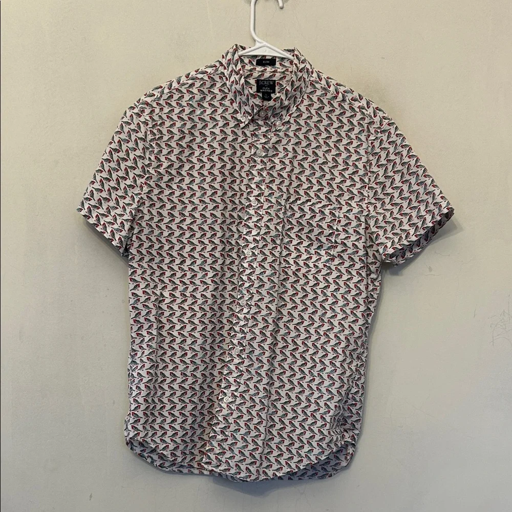 J Crew Flex washed short sleeve button down shirt Size L EUC